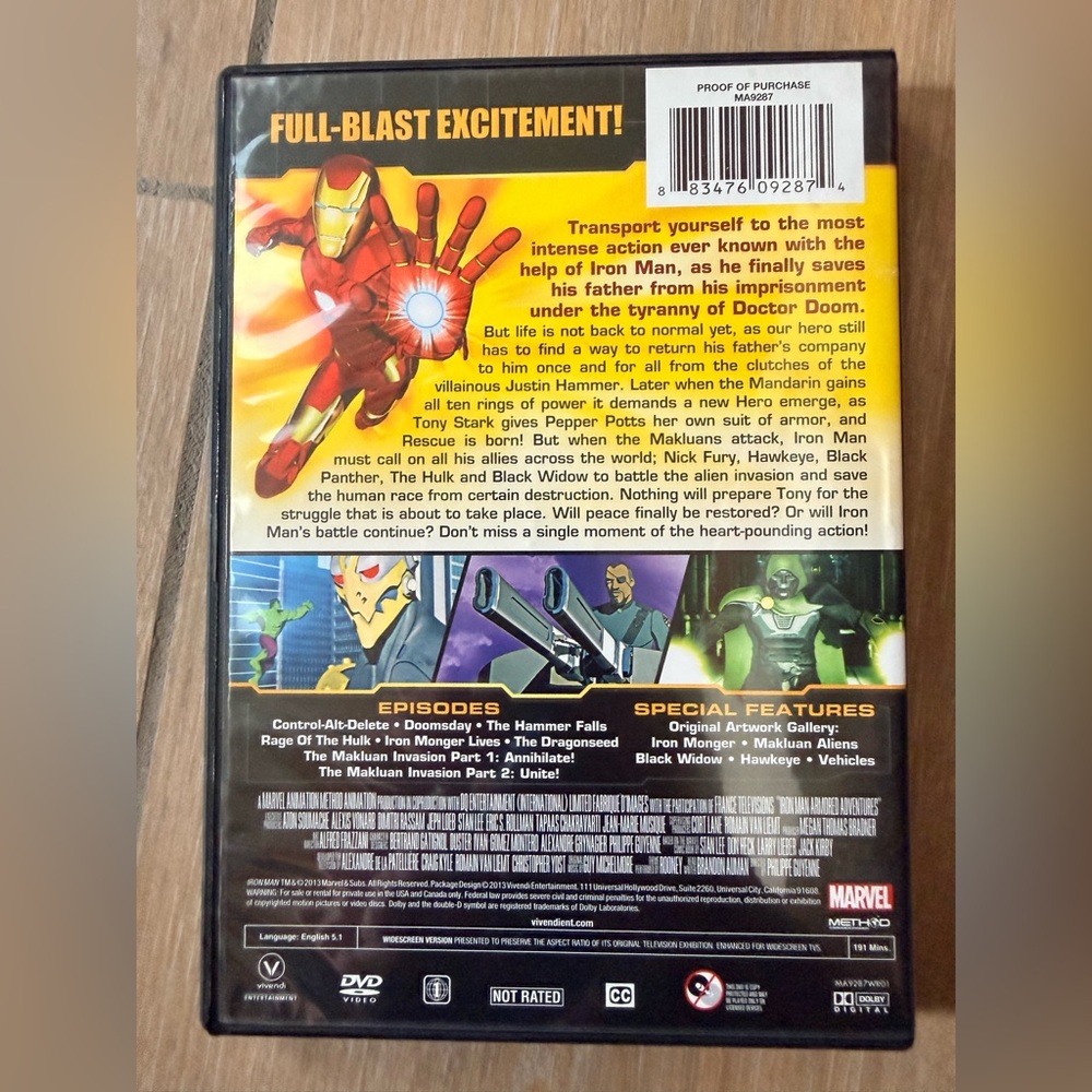 Marvel Iron Man Armored Adventures DVD with Red and Yellow Design - Picture 3 of 3